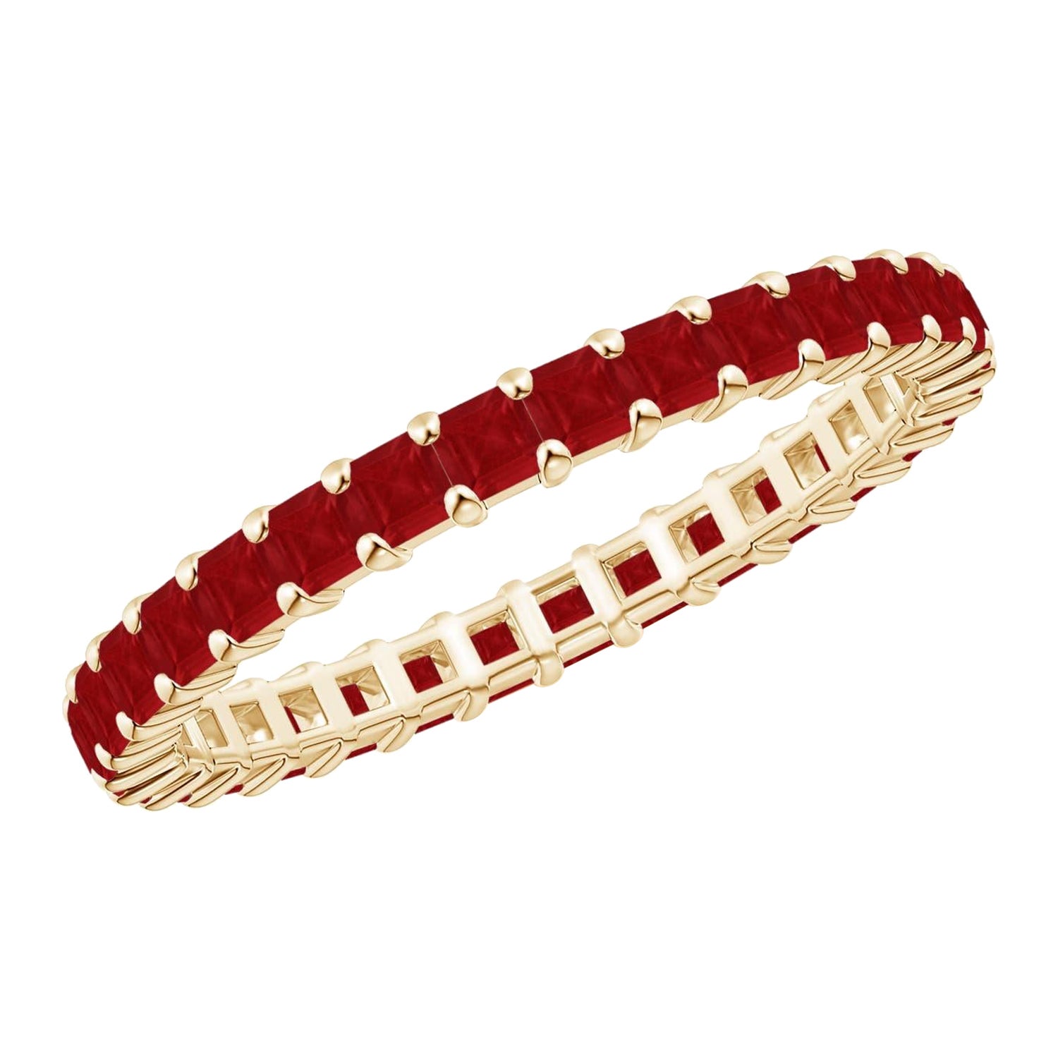 Angara Natural Prong Set Square 1,28 ct Ruby Eternity Ring in 14K massivem Gold