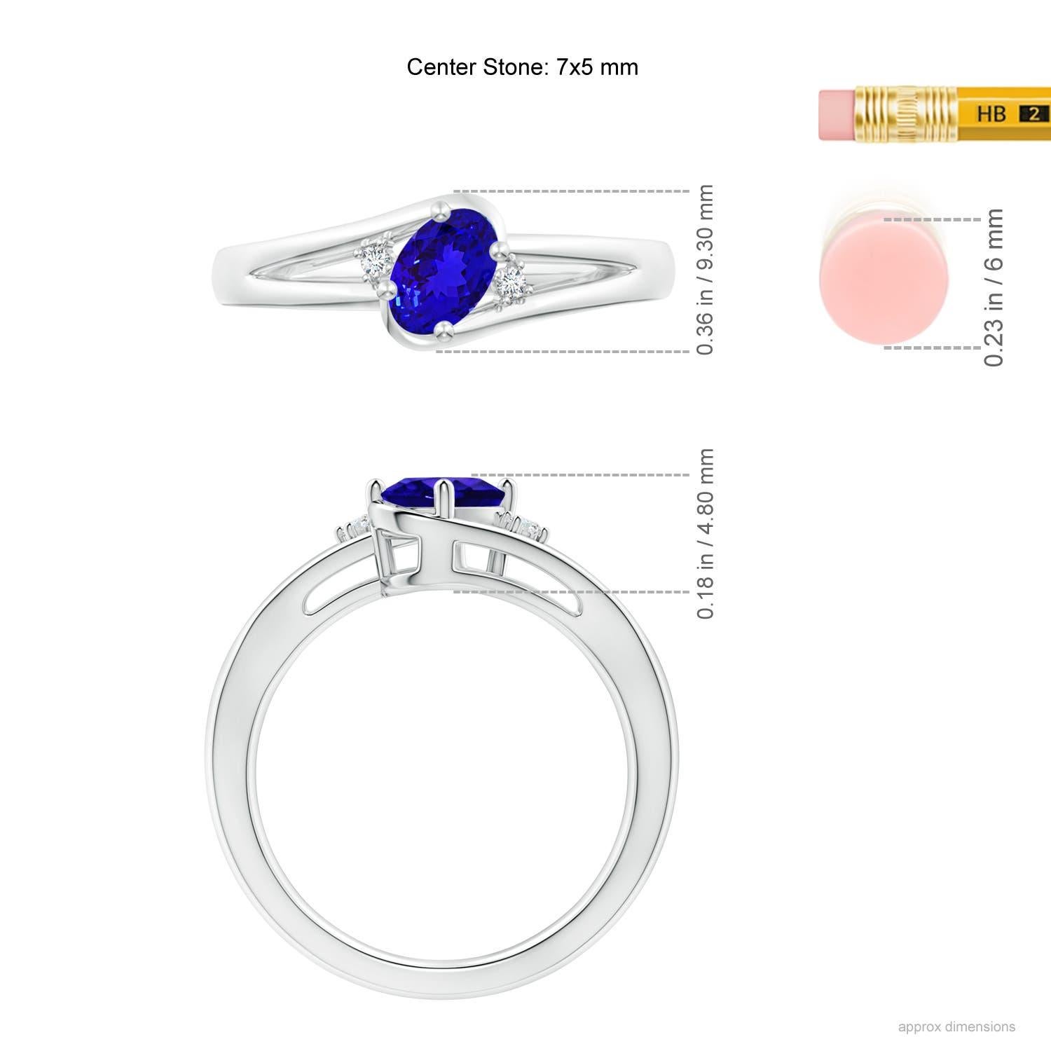 Anello Angara con tanzanite naturale incastonata e diamante con gambo diviso in oro massiccio 14 carati In condizioni Nuovo in vendita a Los Angeles, CA