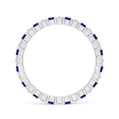 Angara Natural Prong Square Sapphire and Diamond Eternity Ring in 14K Solid Gold