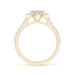 Angara Natural ProngSet Oval 1.1ct Opal Halo Ring with Diamond in 14K Solid Gold