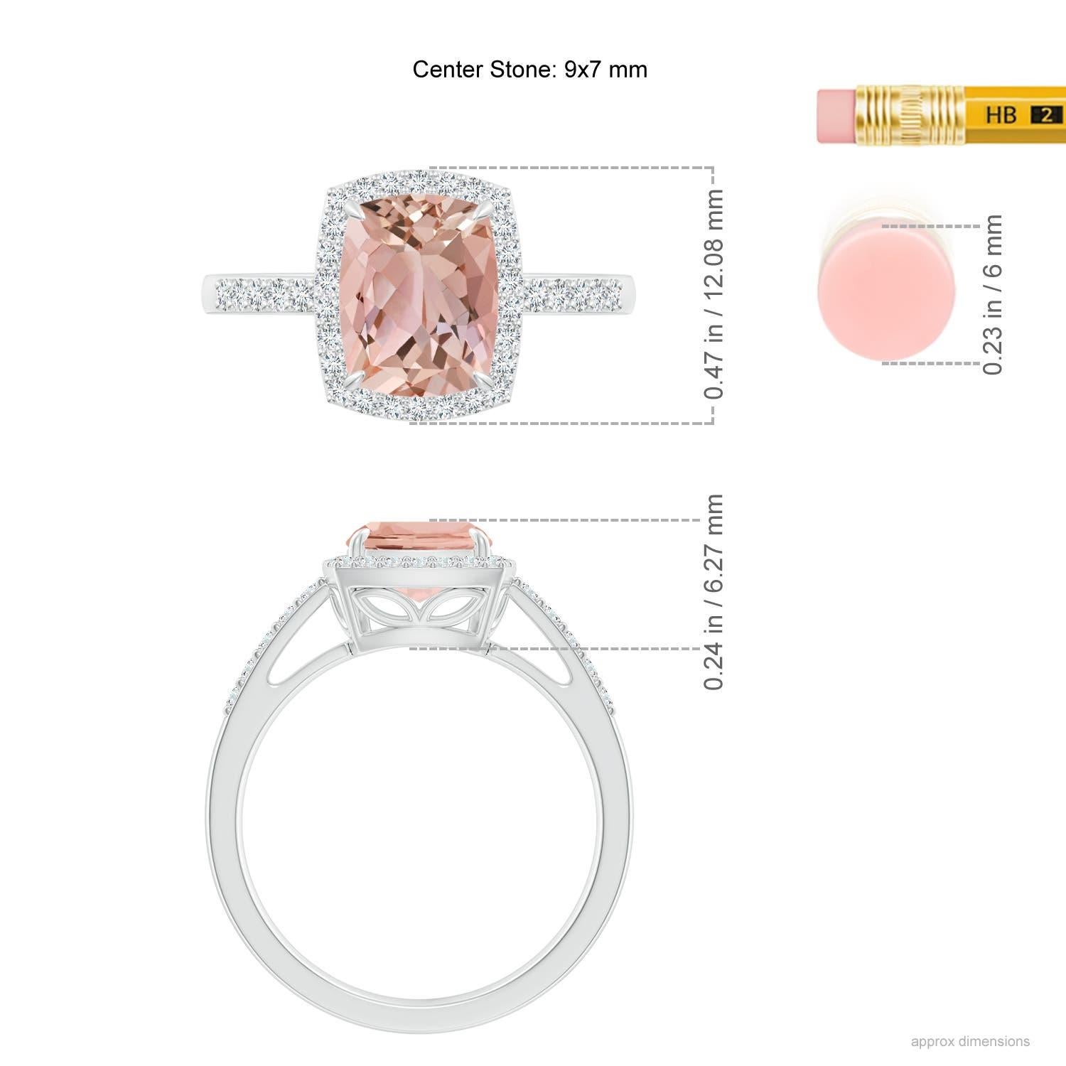 Angara natürlichen rechteckigen Kissen 1,8 ct Morganit Verlobungsring in 14K Gold im Angebot 1
