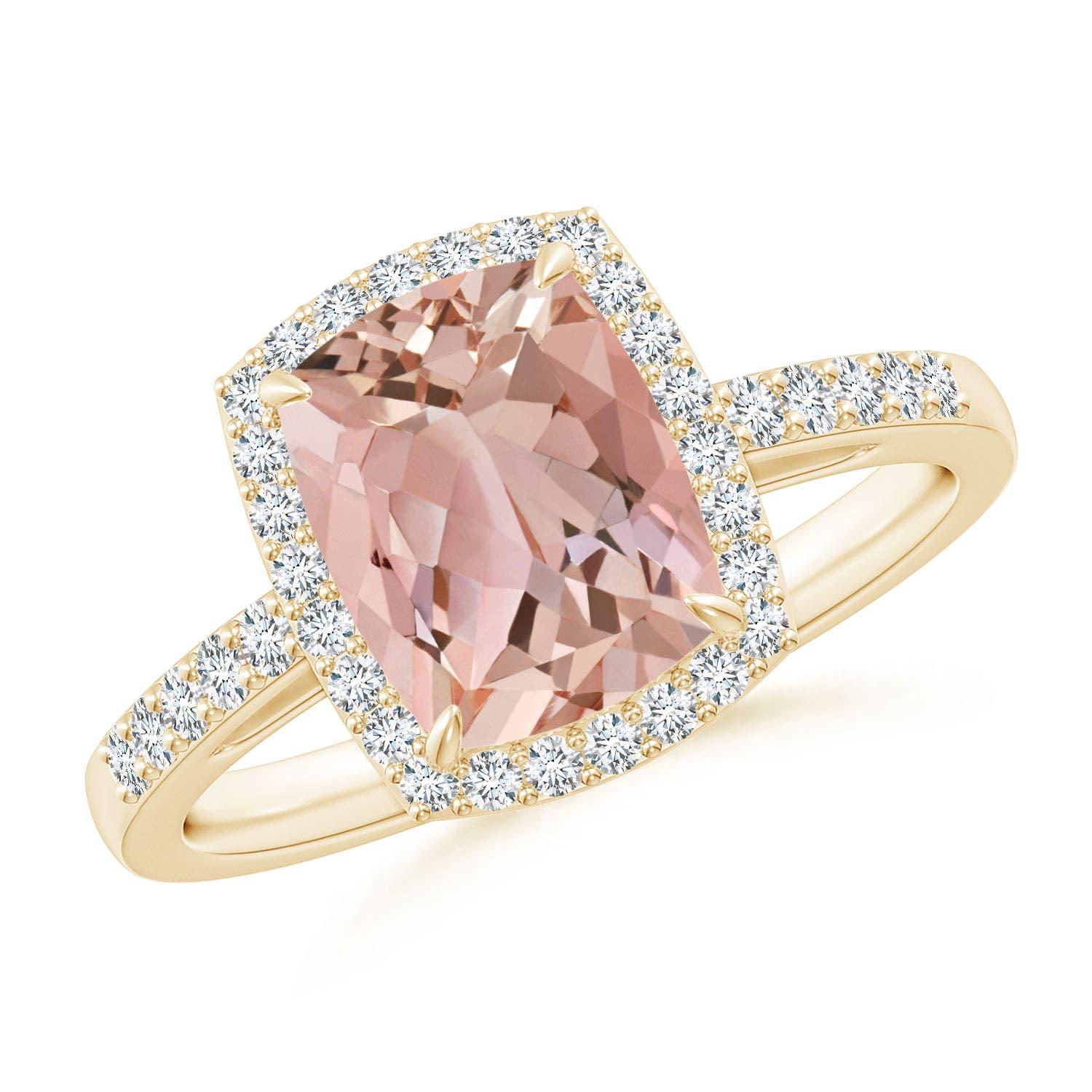 Angara natürlichen rechteckigen Kissen 1,8 ct Morganit Verlobungsring in 14K Gold im Angebot 2
