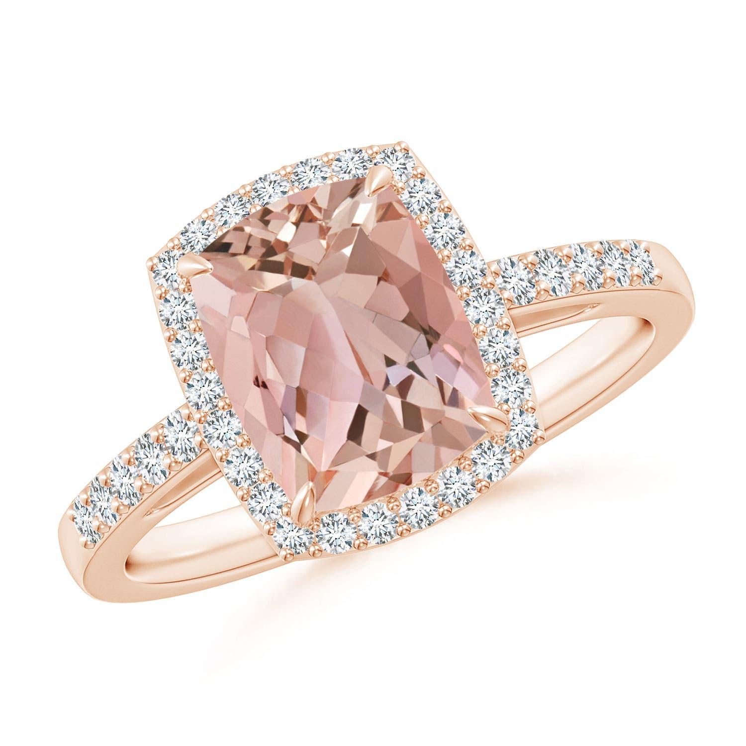 Angara natürlichen rechteckigen Kissen 1,8 ct Morganit Verlobungsring in 14K Gold im Angebot 3