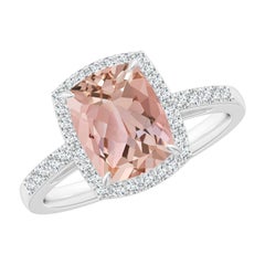 Angara natürlichen rechteckigen Kissen 1,8 ct Morganit Verlobungsring in 14K Gold