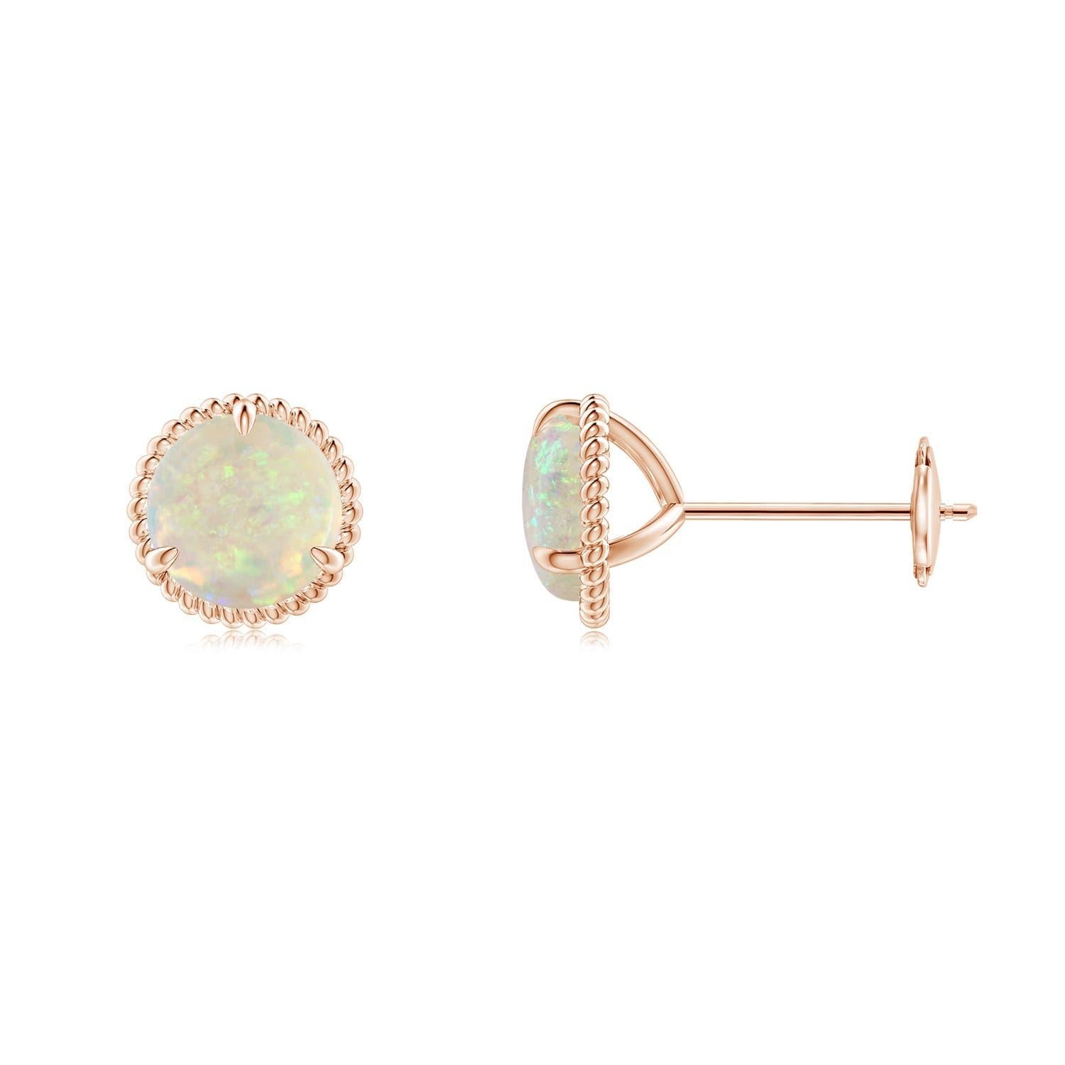 Angara - Boucles d'oreilles Martini en or 14 carats, montées sur corde naturelle et serties de griffes, 1 ct d'opale Neuf - En vente à Los Angeles, CA