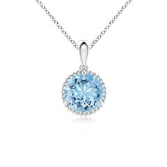 Angara Natural Rope-Framed Claw-Set 1,12ct Aquamarin Solitaire Anhänger Platin