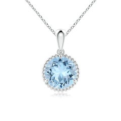 Angara Natural Rope-Framed Claw-Set 1,6 ct Aquamarin Solitär-Anhänger Platin