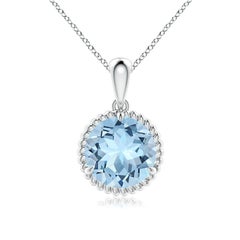 Angara Natural Rope-Framed Claw-Set 2,3 ct Aquamarin Solitär-Anhänger Platin