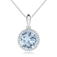 Angara Natural Rope-Framed Claw-Set 3,2 ct Aquamarin Solitär-Anhänger Platin