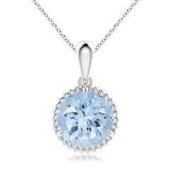 Angara Natural Rope-Framed Claw-Set 3,2 ct Aquamarin Solitär-Anhänger Platin