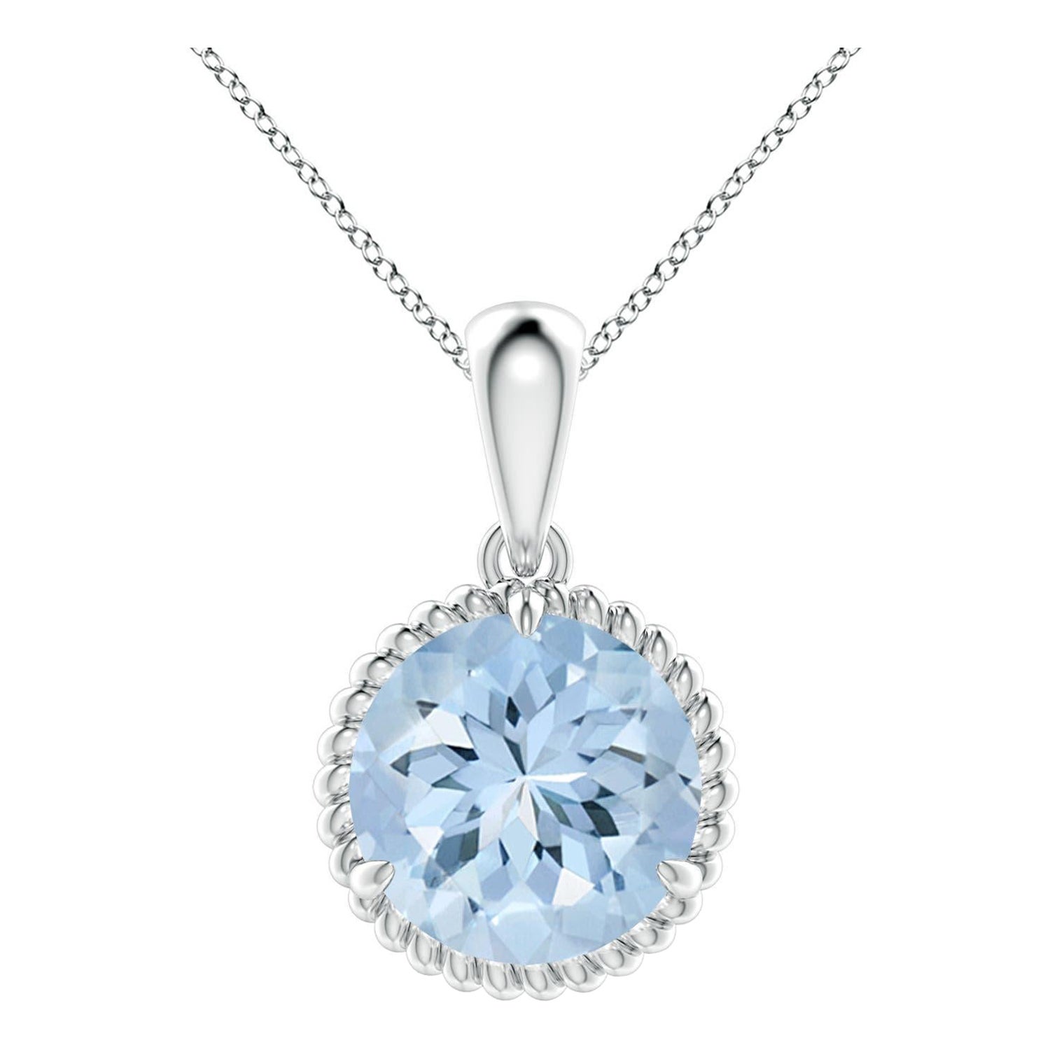 Angara Natural Rope-Framed Claw-Set 3,2 ct Aquamarin Solitär-Anhänger Platin