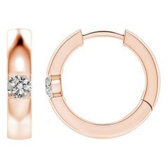 ANGARA Natural Round 0.15ct Diamond Hoop Earrings in 14K Rose Gold (Color-K)