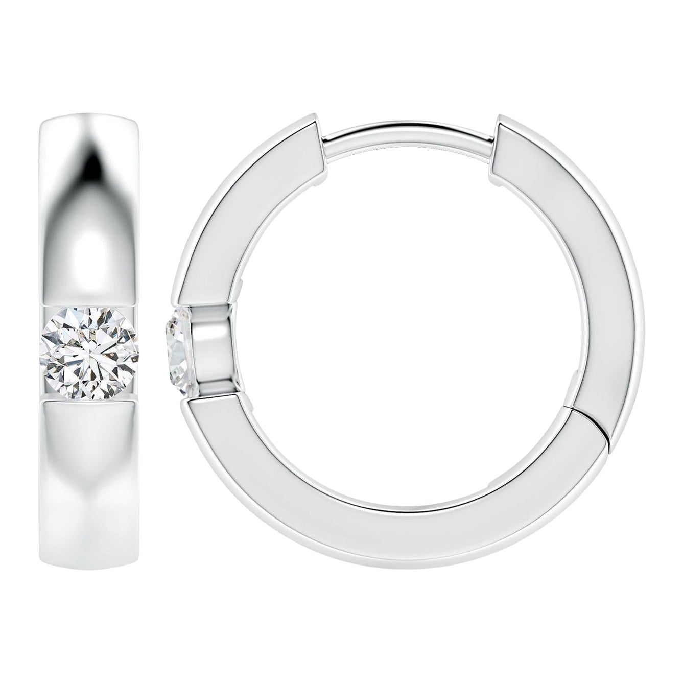 ANGARA - Boucles d'oreilles en platine avec diamant rond naturel de 0,23 ct (couleur-H)