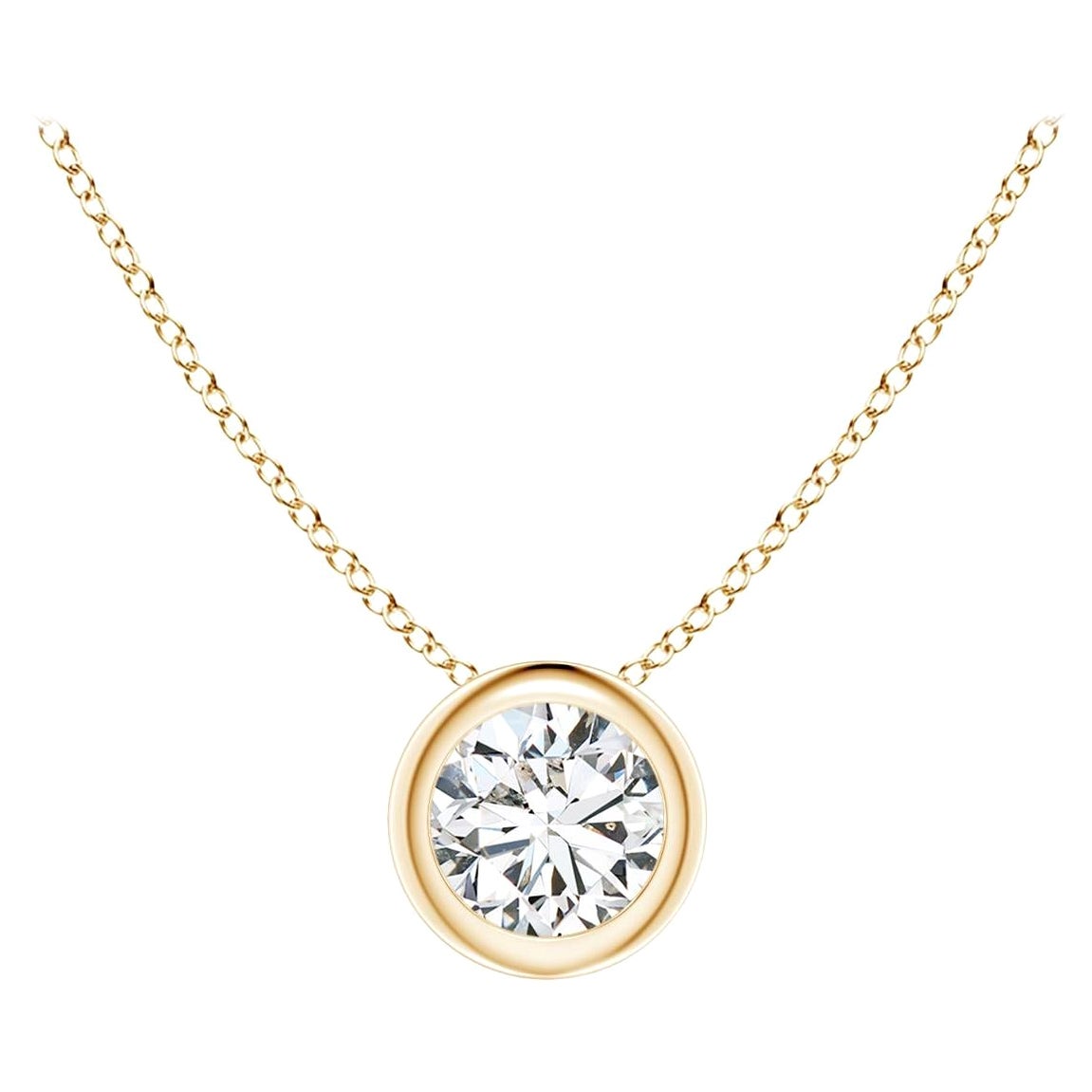 ANGARA Ciondolo con solitario di diamanti tondi naturali da 0,25 ct in oro giallo 14 carati
