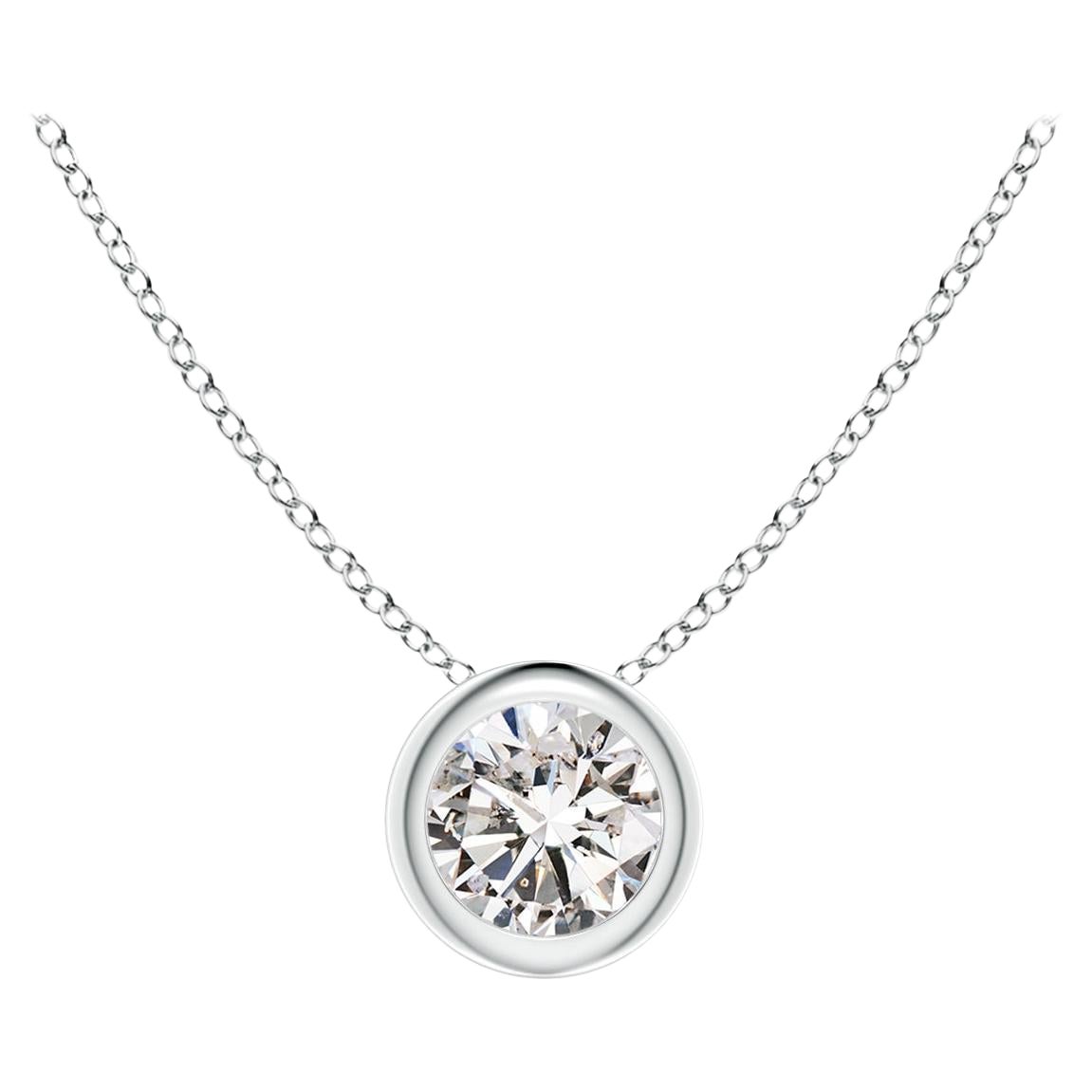 ANGARA Ciondolo solitario con diamante tondo naturale da 0,25 ct in platino in vendita