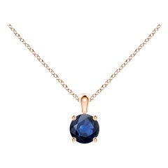 ANGARA Natural Round 0.33ct Blue Sapphire Solitaire Pendant in 14K Rose Gold