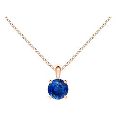 ANGARA Natural Round 0.33ct Blue Sapphire Solitaire Pendant in 14K Rose Gold