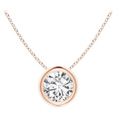 ANGARA Ciondolo con solitario di diamanti tondi naturali da 0,5 carati in oro rosa 14 carati