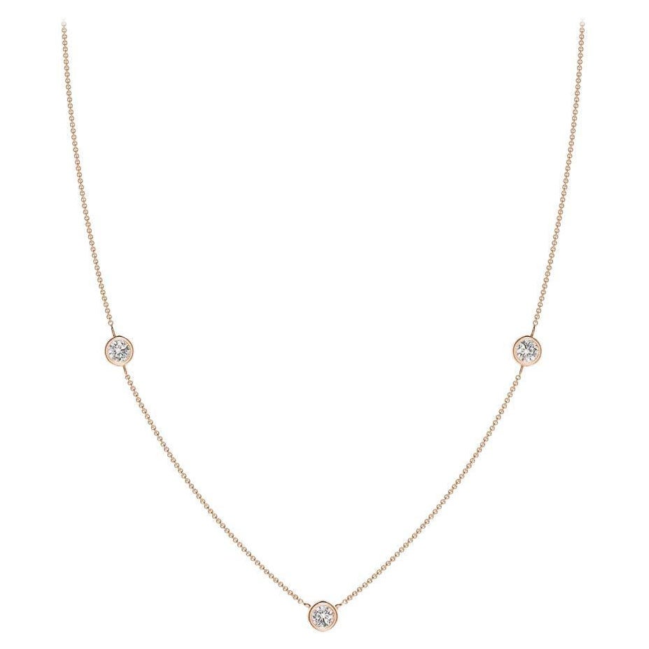 Collier en or rose 14K avec chaîne de diamants naturels ronds de 0,5cttw ANGARA (I-J, I1-I2)