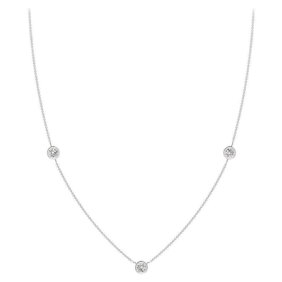 ANGARA Collar de cadena con diamantes redondos naturales de 0,5 ctw en platino (I-J, I1-I2)