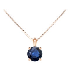 ANGARA Natural Round 0.60ct Blue Sapphire Solitaire Pendant in 14K Rose Gold