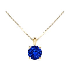 ANGARA Natural Round 0.60ct Blue Sapphire Solitaire Pendant in 14K Yellow Gold