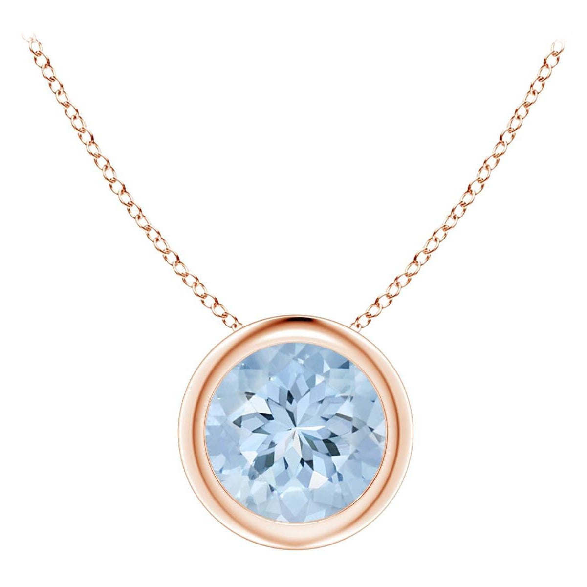 ANGARA Natürlicher runder 0,72 Karat Aquamarin Solitär-Anhänger aus 14 Karat Roségold