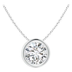 ANGARA Colgante solitario de diamante redondo natural de 0,75 ct en oro blanco de 14 quilates