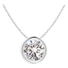ANGARA Colgante solitario de diamante redondo natural de 0,75 ct en oro blanco de 14 quilates