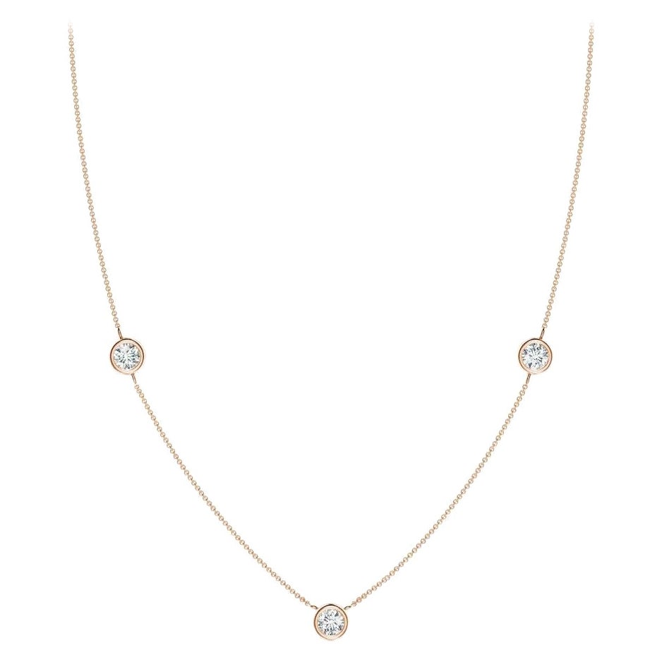 Collier en or rose 14 carats avec chaîne de diamants ANGARA Nature 0,75cttw (G, VS2)