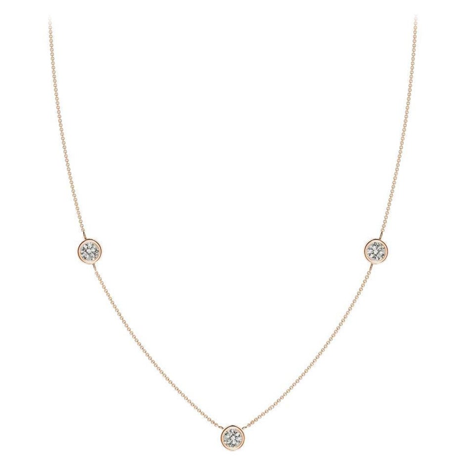 Collier à chaîne en or rose 14 carats (K, I3) composé de diamants naturels ronds de 0,75cttw ANGARA