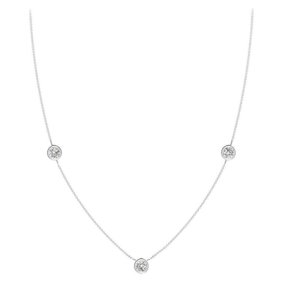ANGARA Collana con catena di diamanti tondi naturali da 0,75 carati in platino (I-J, I1-I2)