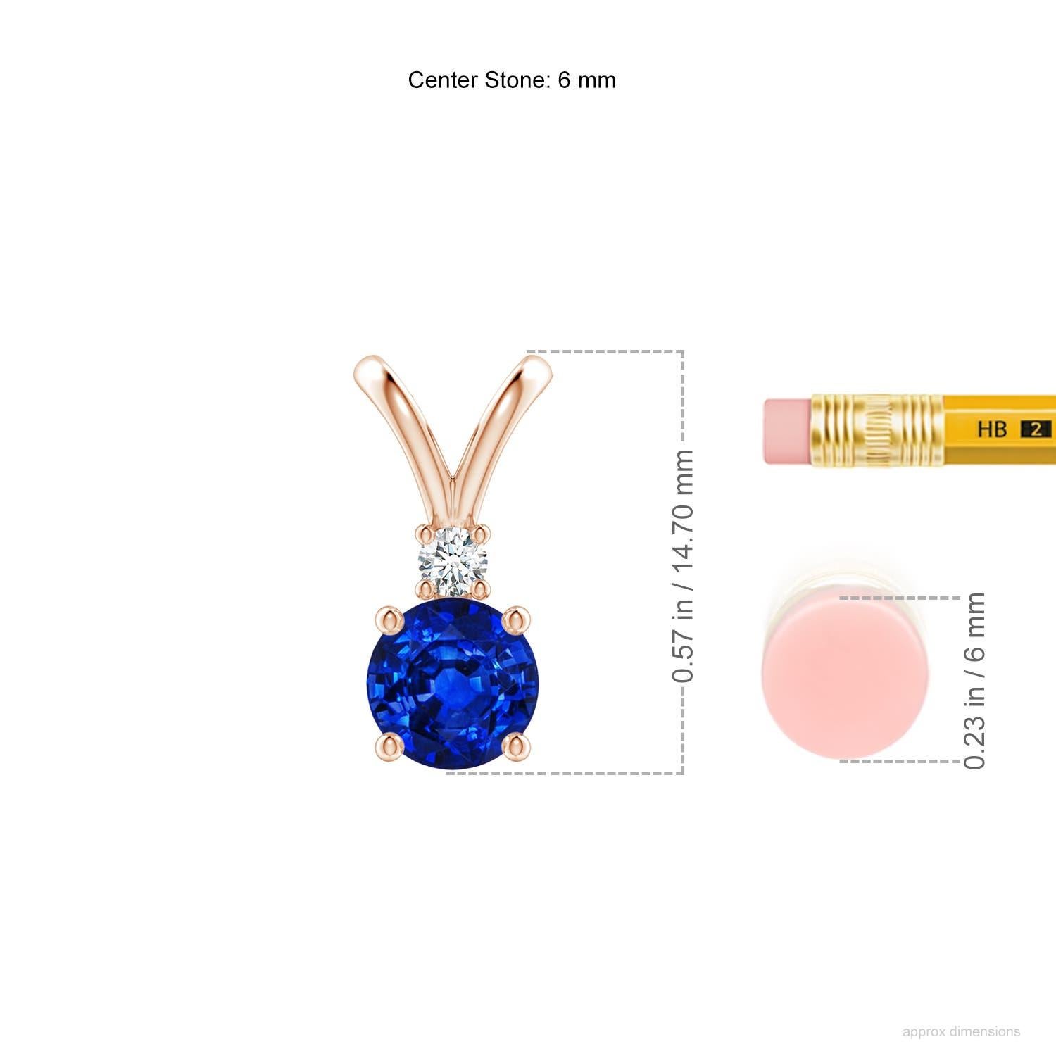 Taglio rotondo Angara Nature rotonda da 1 ct con zaffiro blu e diamante  Ciondolo solitario in oro rosa 14K in vendita