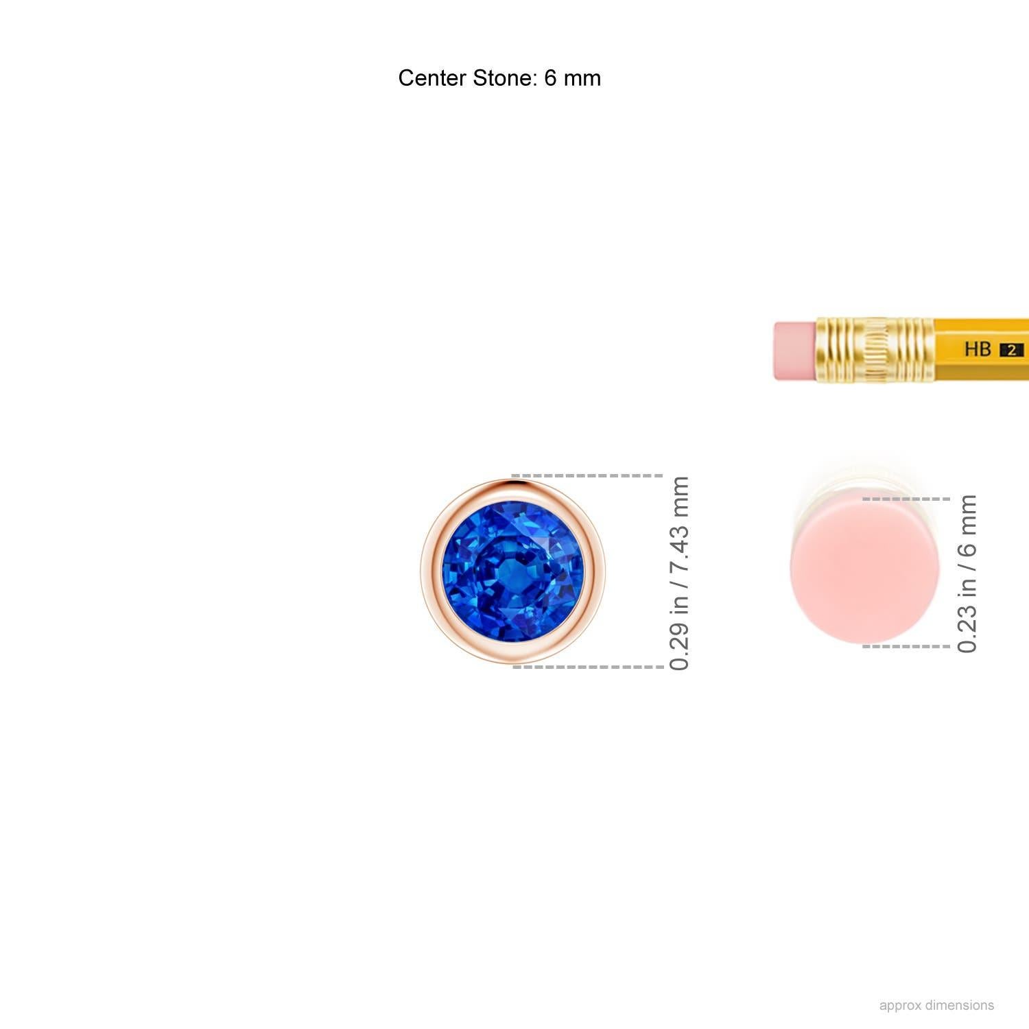 Moderne Pendentif solitaire de 6 mm en or rose 14 carats avec saphir bleu naturel rond de 1 carat en vente