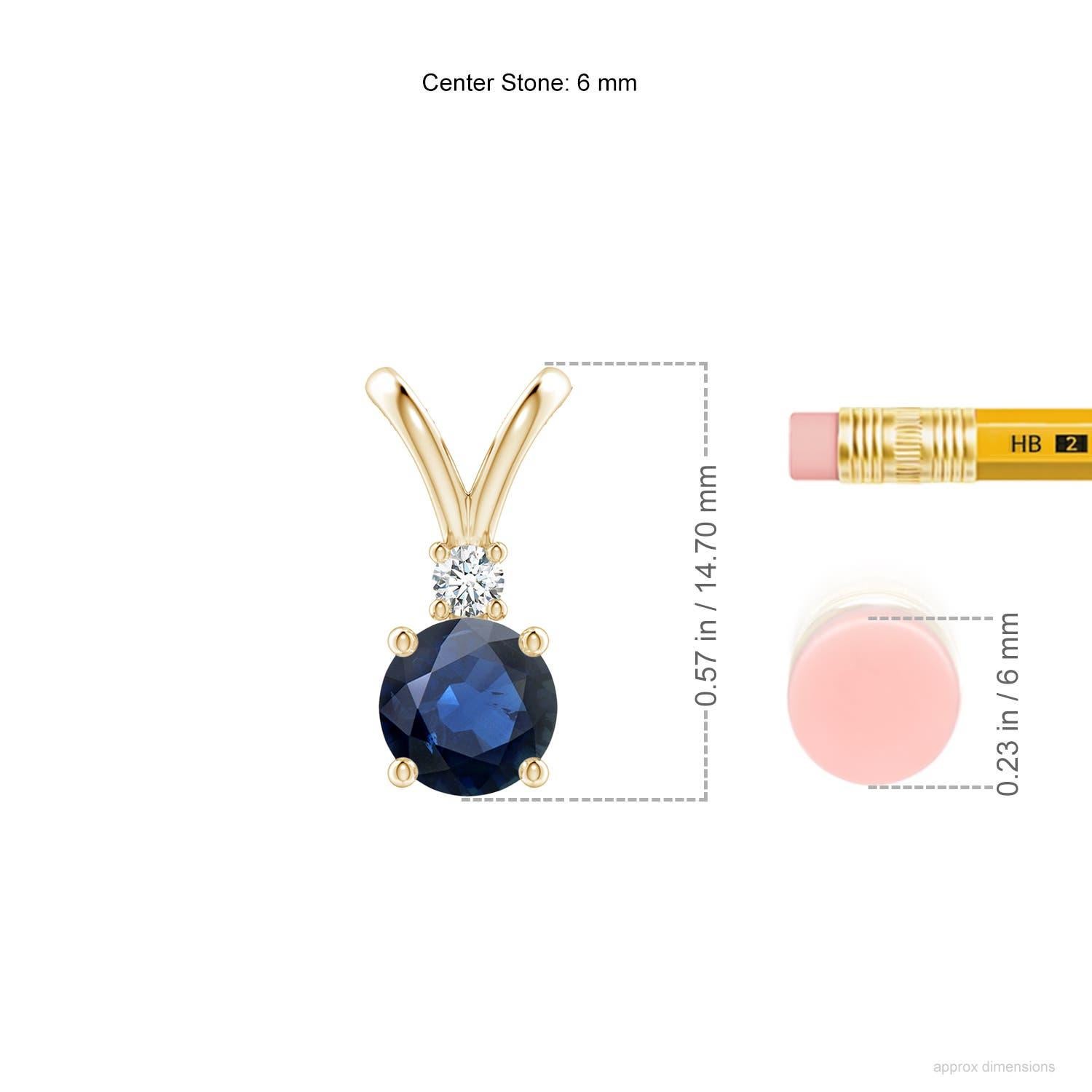 Angara Natürliche Runde 1 ct Blauer Saphir Solitär-Anhänger in 14K Gelbgold (Rundschliff) im Angebot