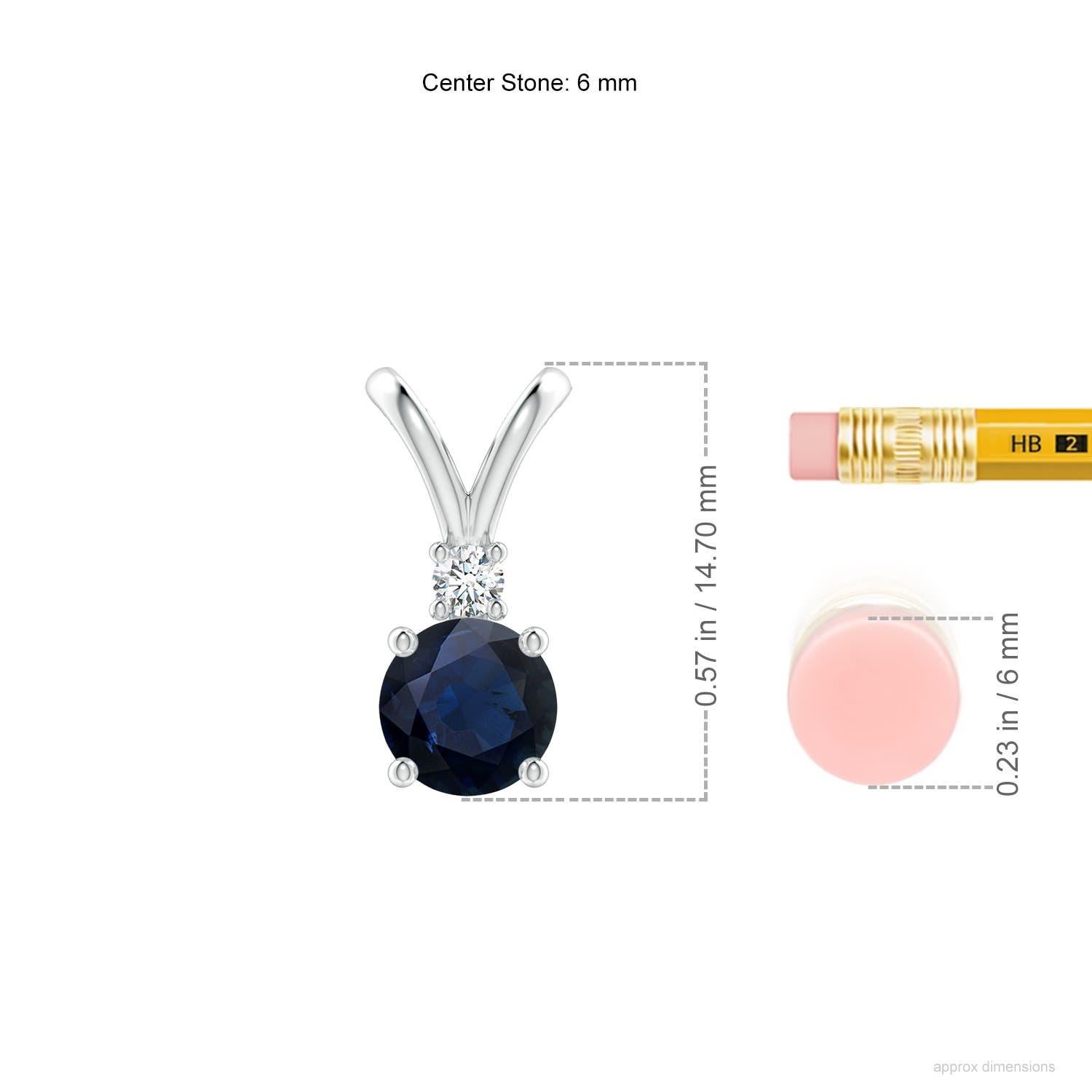 Angara Natürliche Runde 1 ct Blauer Saphir Solitär-Anhänger mit Diamant Platin (Rundschliff) im Angebot
