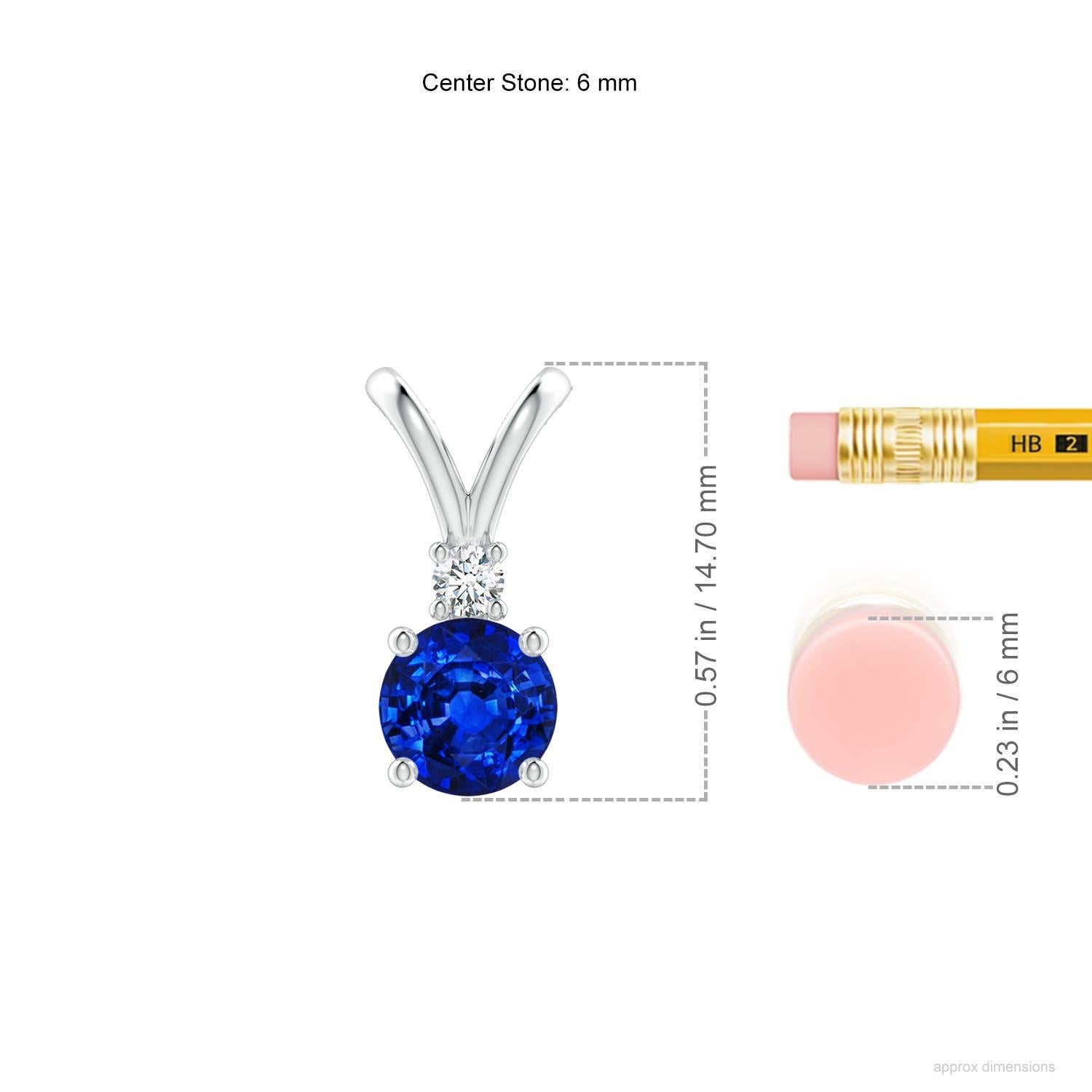 Angara Natürliche Runde 1 ct Blauer Saphir Solitär-Anhänger mit Diamant Platin (Rundschliff) im Angebot