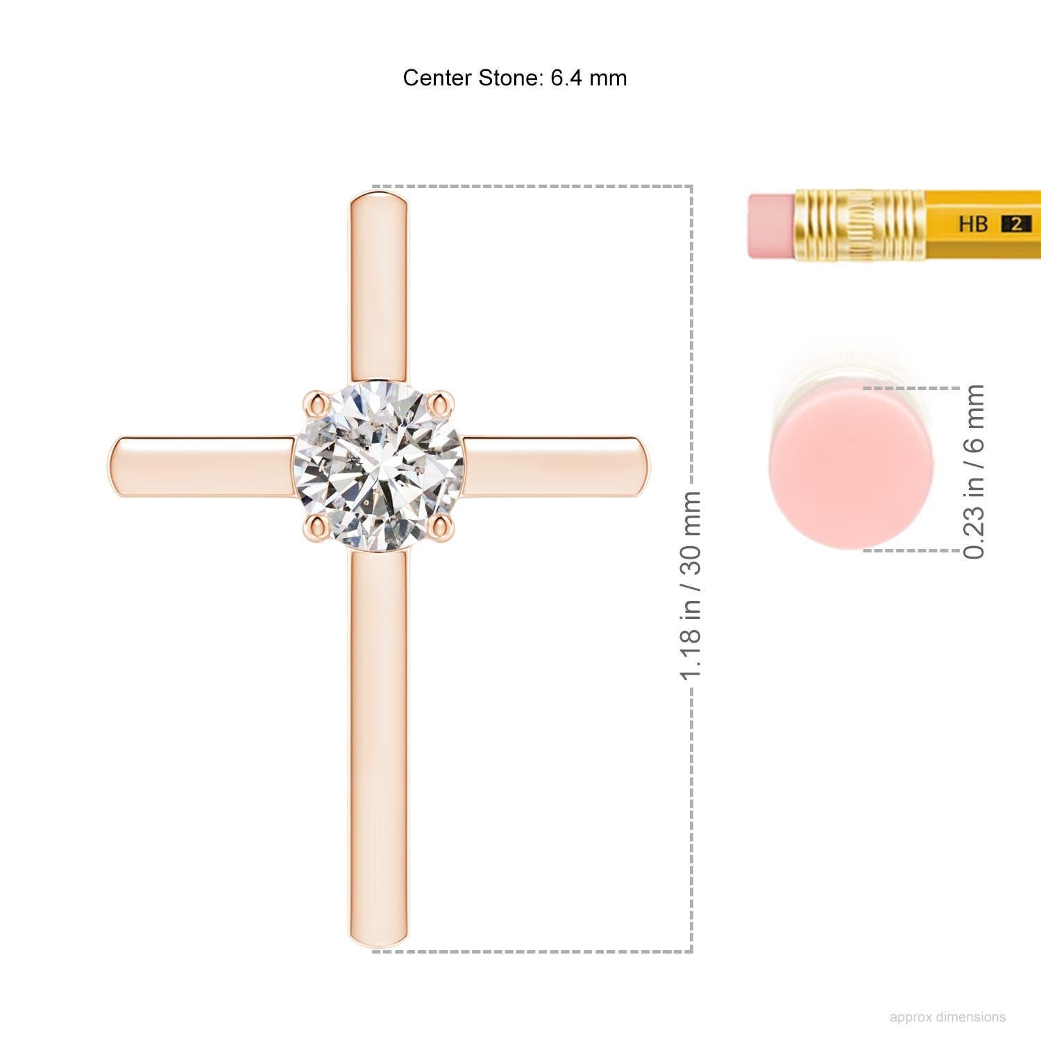 Angara Natürliche Runde 1 ct Diamant Solitär Kreuz-Anhänger in 14K Rose Gold (Rundschliff) im Angebot