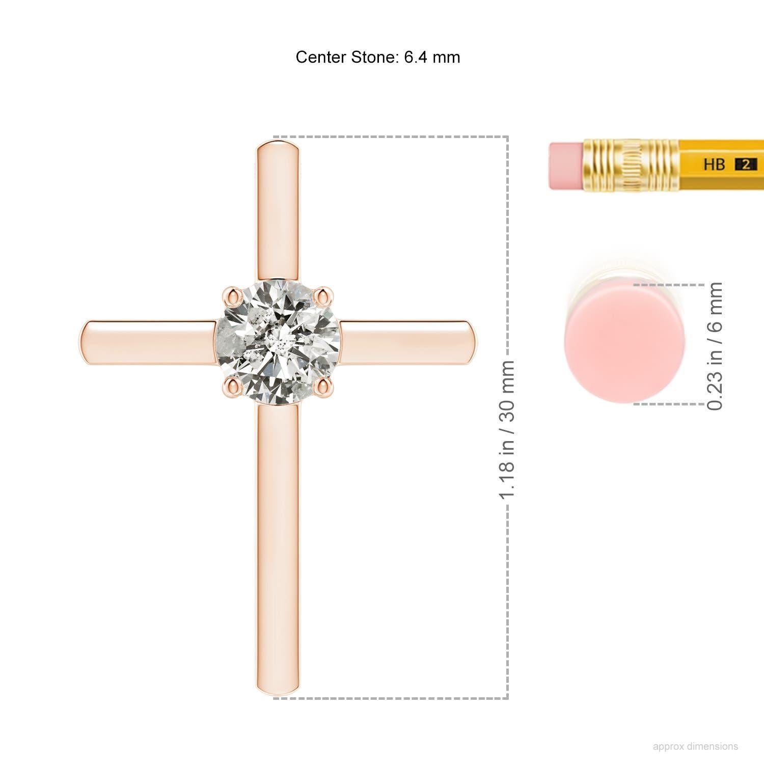 Angara Natürliche Runde 1 ct Diamant Solitär Kreuz-Anhänger in 14K Rose Gold (Rundschliff) im Angebot