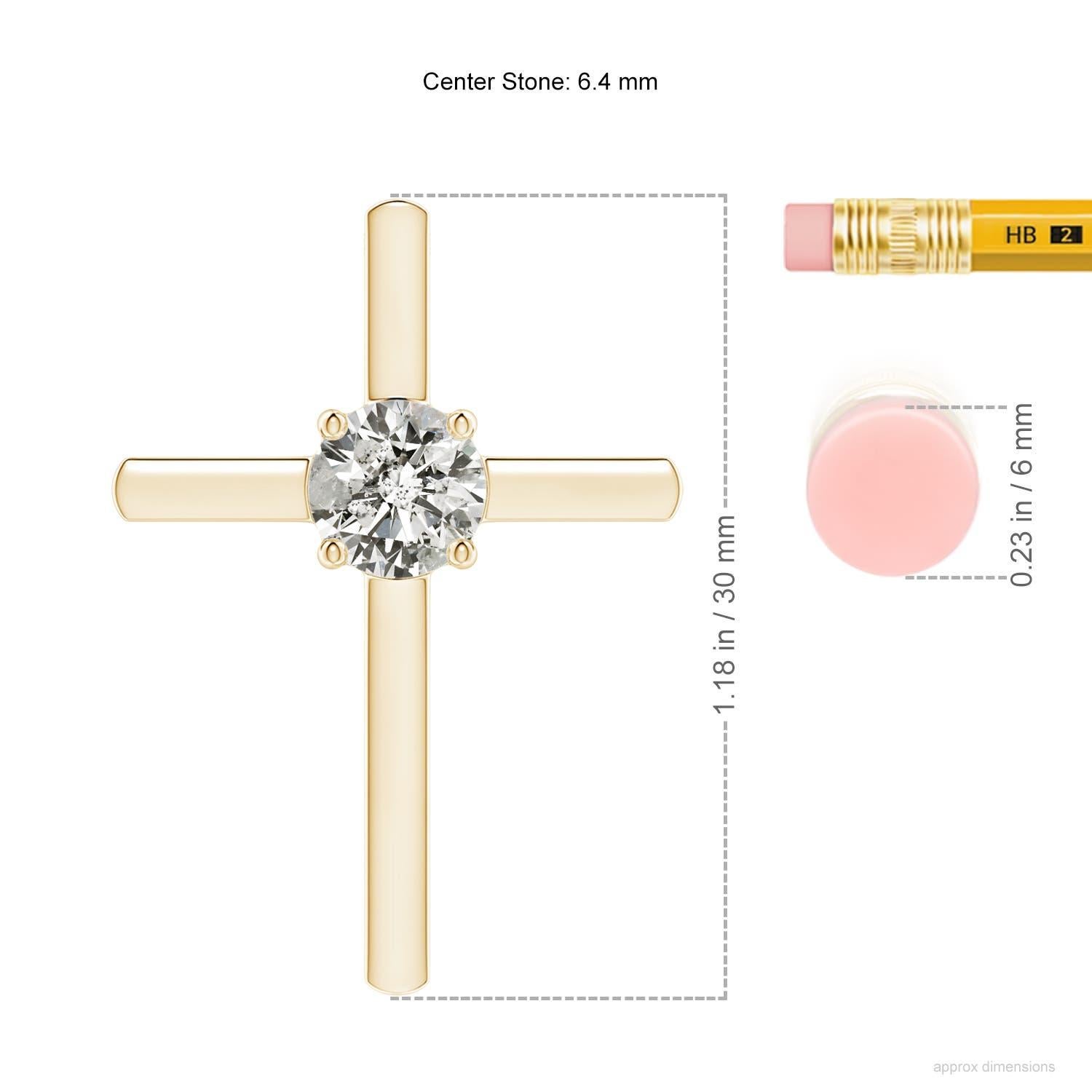 Taglio rotondo Ciondolo a croce con solitario di diamanti tondi naturali da 1 carato di Angara in oro giallo 14K in vendita