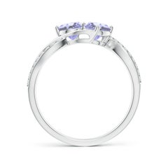 Angara Natural Round 1 ct Tanzanite Ring with Diamonds in 14K Solid Gold