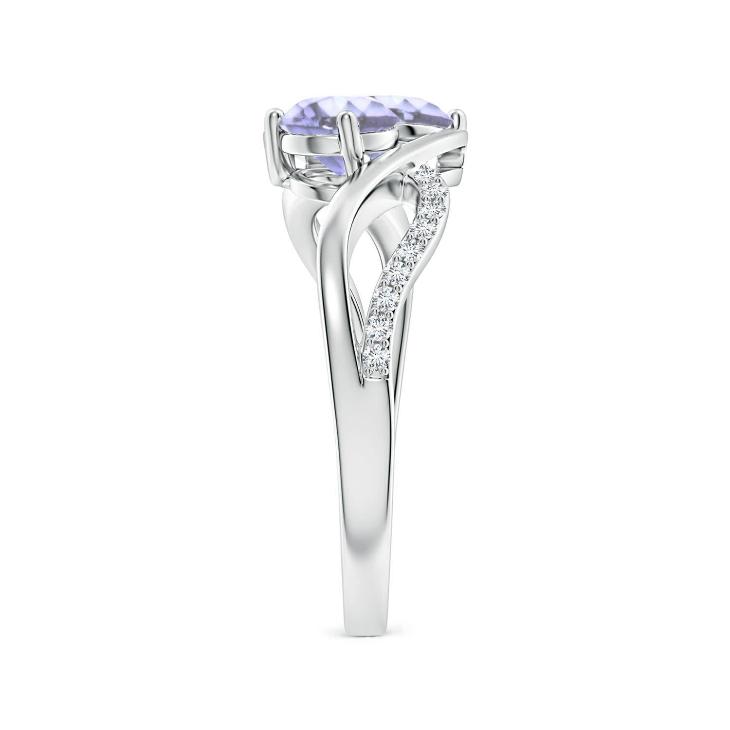 Angara natürlichen runden 1 ct Tansanit Ring mit Diamanten in 14K massivem Gold Damen im Angebot