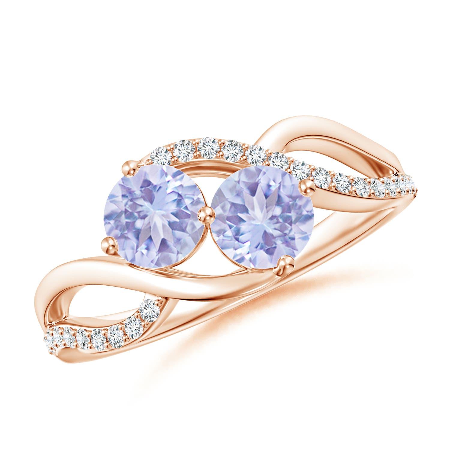 Angara natürlichen runden 1 ct Tansanit Ring mit Diamanten in 14K massivem Gold im Angebot 3