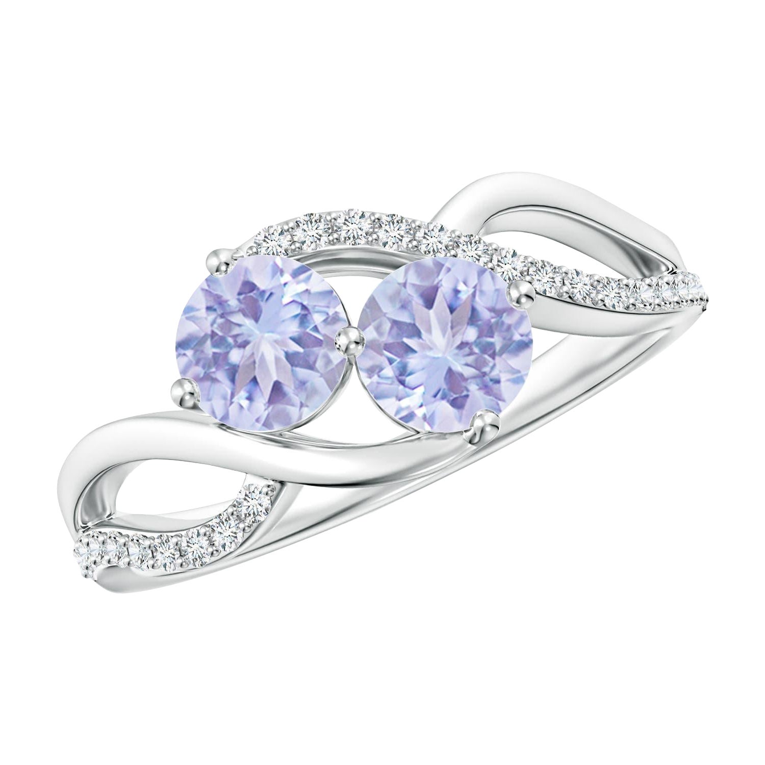Angara natürlichen runden 1 ct Tansanit Ring mit Diamanten in 14K massivem Gold