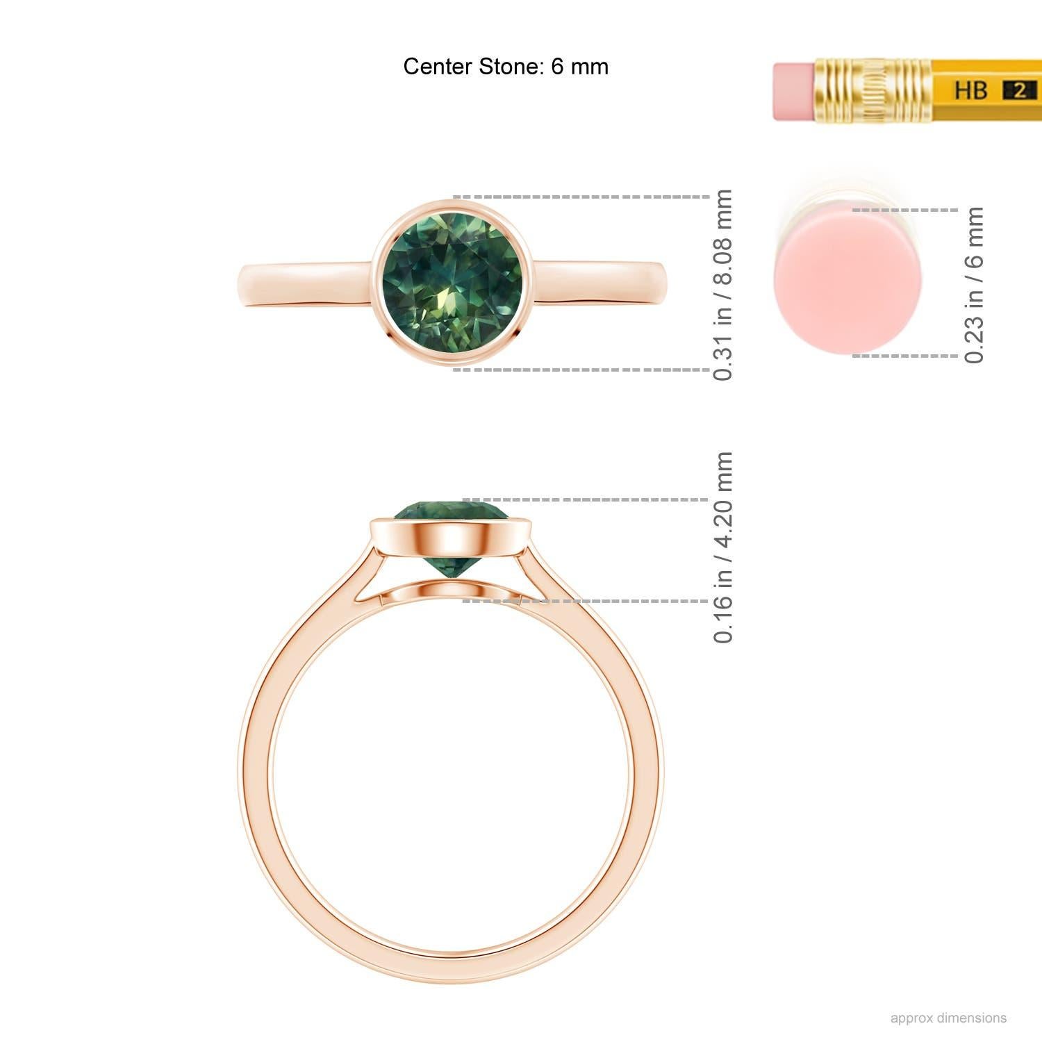 Angara Natürliche Runde 1 ct Teal Montana Saphir Solitär Ring in 14K Solid Gold Damen im Angebot