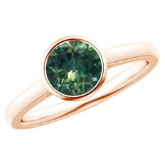 Angara Natürliche Runde 1 ct Teal Montana Saphir Solitär Ring in 14K Solid Gold