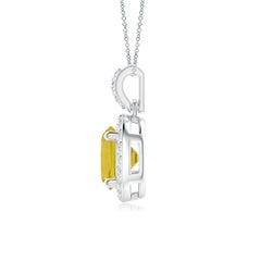 Angara Natural Round 1 ct Yellow Sapphire Pendant with Diamond Halo in 14 Gold