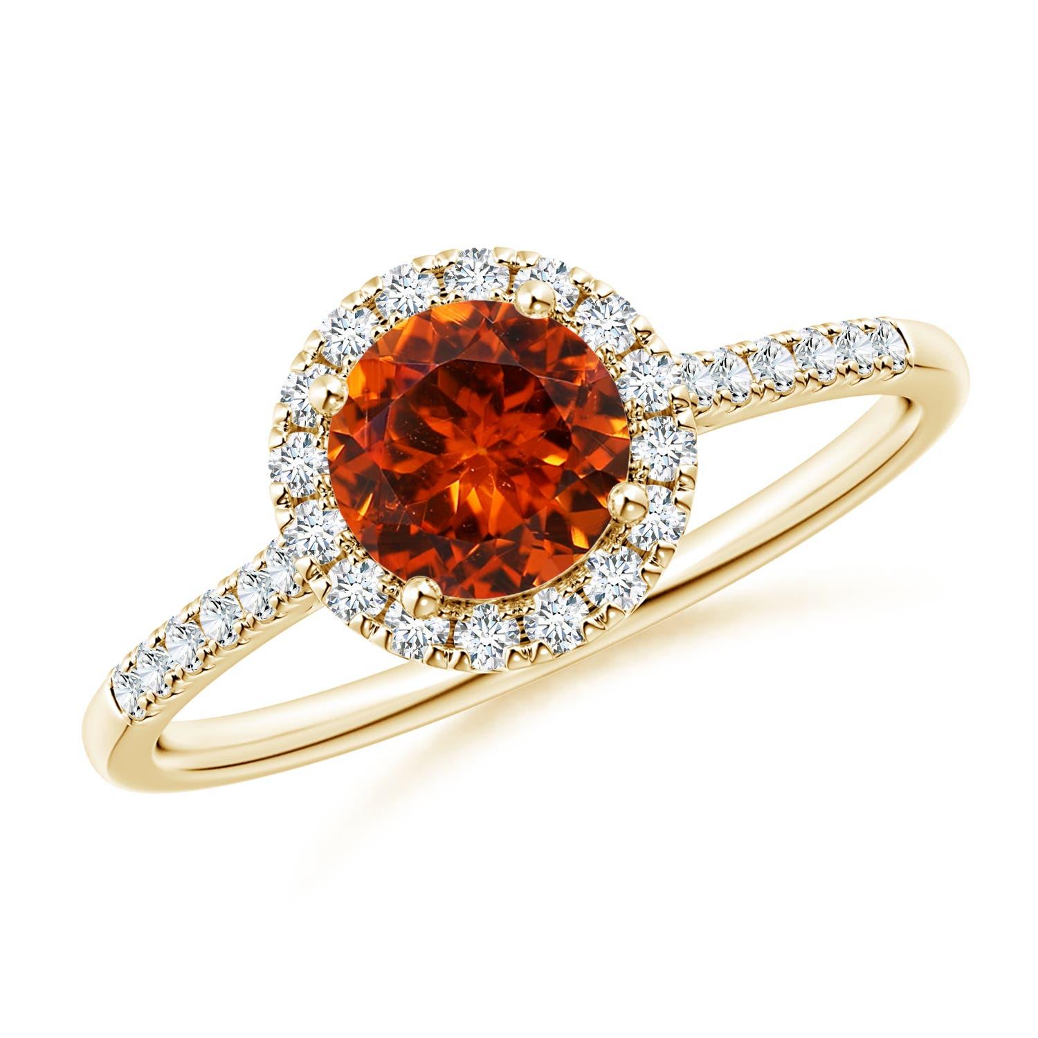 Angara Natürliche Runde 1,03 ct Halo Ring mit Diamant-Akzenten in 14K Solid Gold Damen im Angebot