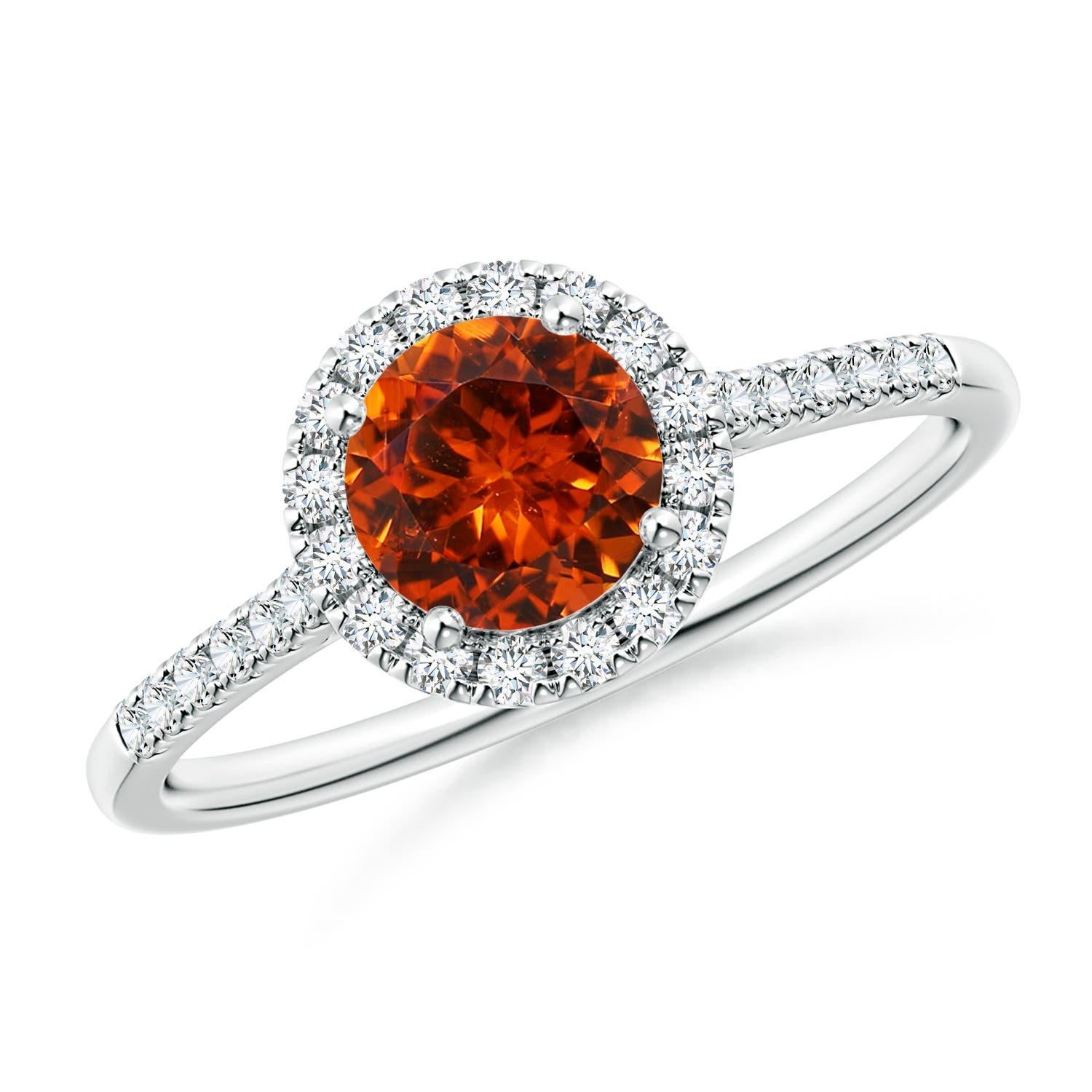 Angara Natürliche Runde 1,03 ct Halo Ring mit Diamant-Akzenten in 14K Solid Gold