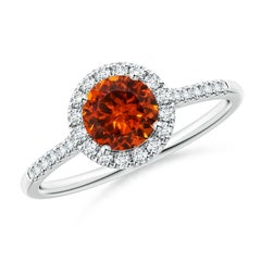 Angara Natürliche Runde 1,03 ct Halo Ring mit Diamant-Akzenten in 14K Solid Gold